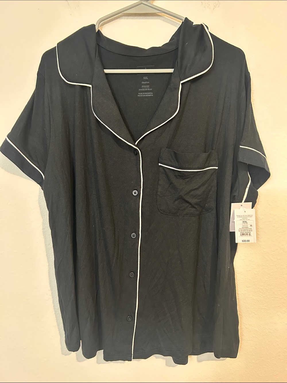 Auden Black Short-Sleeve Button-Down with White Piping - Picture 1 of 3
